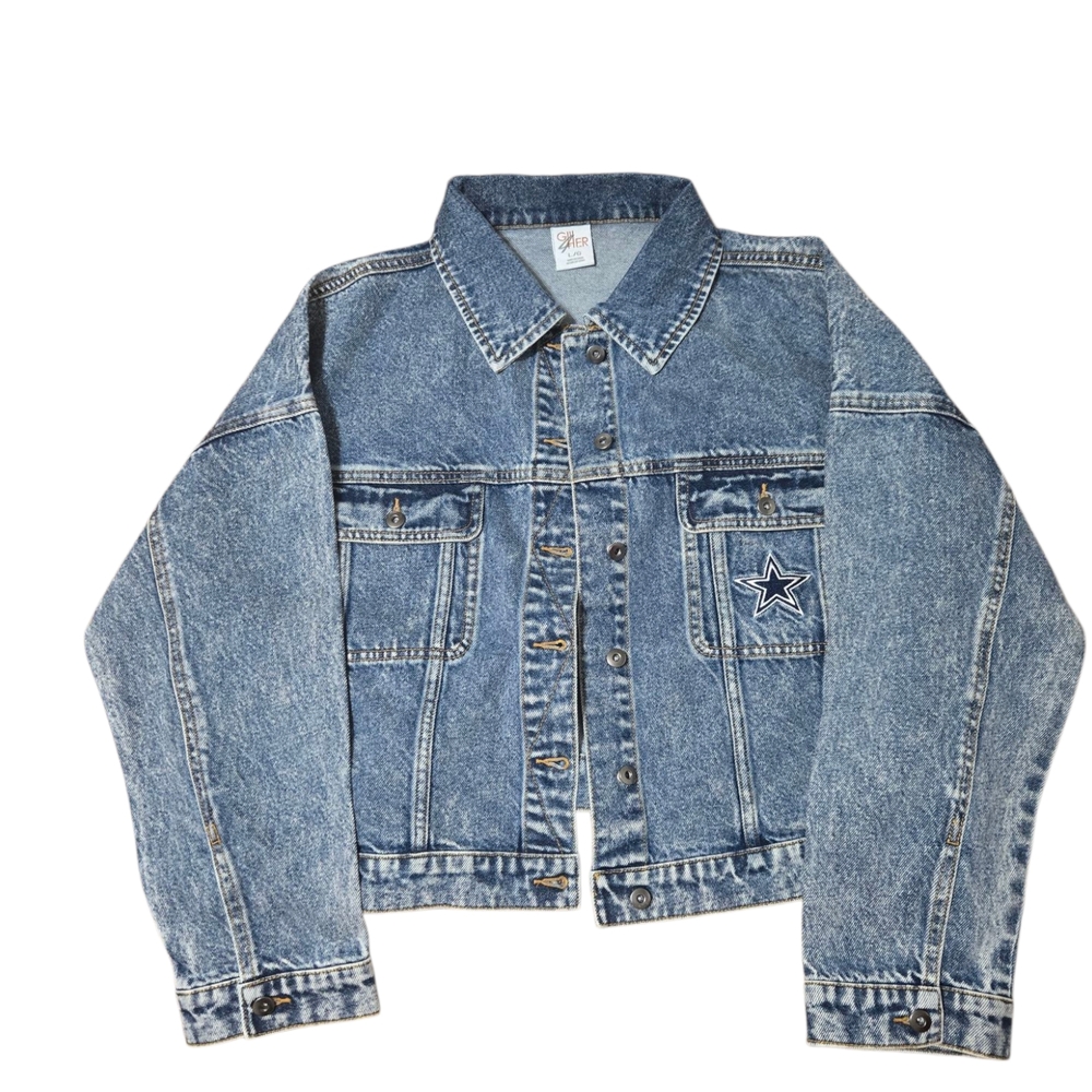Dallas Cowboys Stylish Denim Jacket with Gold Accents